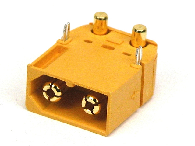 Power connector 2-pole Male 30A - 500Vdc - print angled